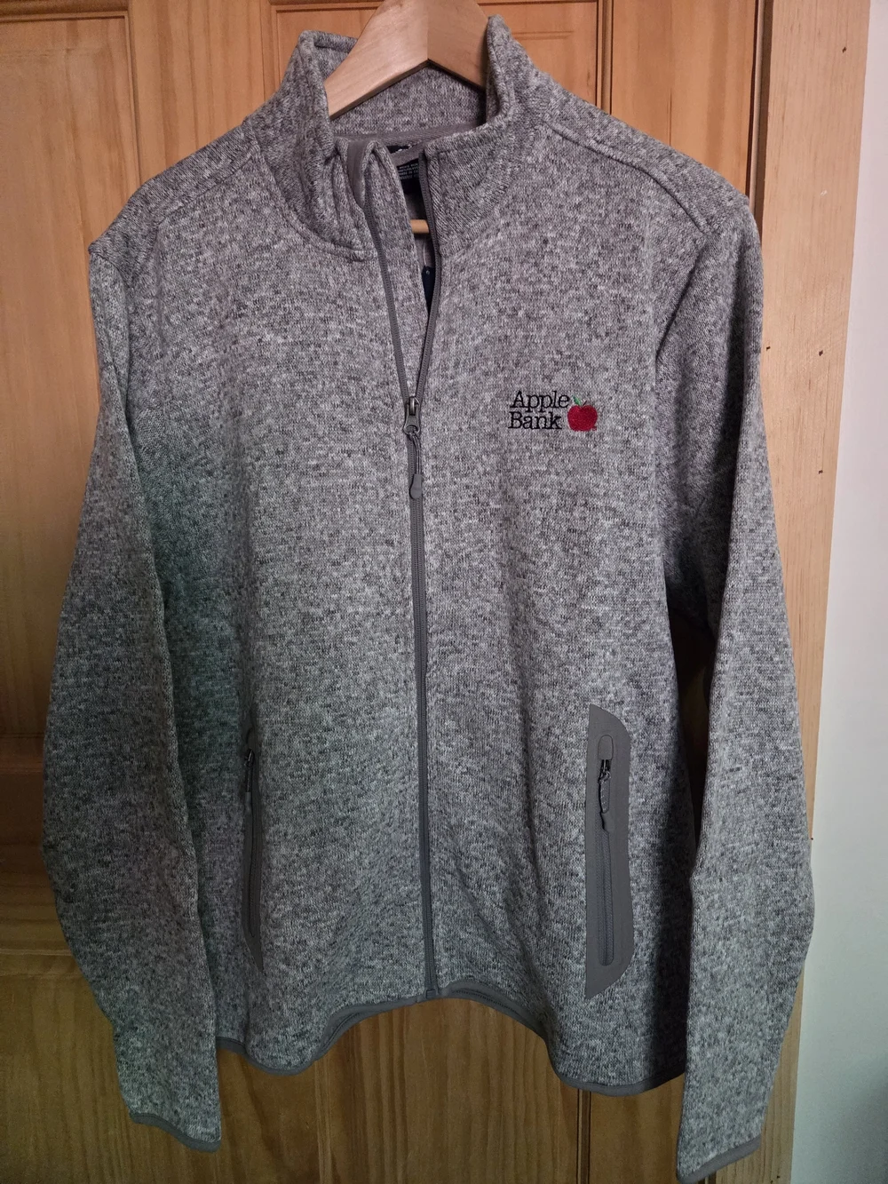 Men's Med Gray Full Zip Jacket w/Apple Bank Logo